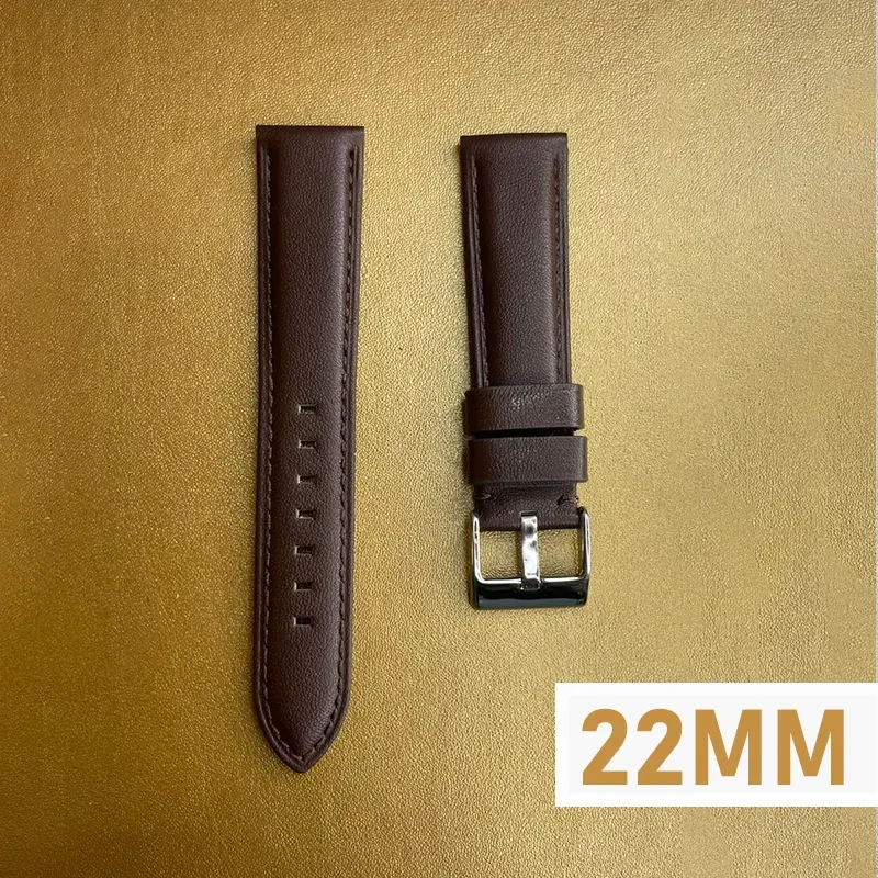 22mm Coffee Leather Craftsmanship Durable Watch Strap